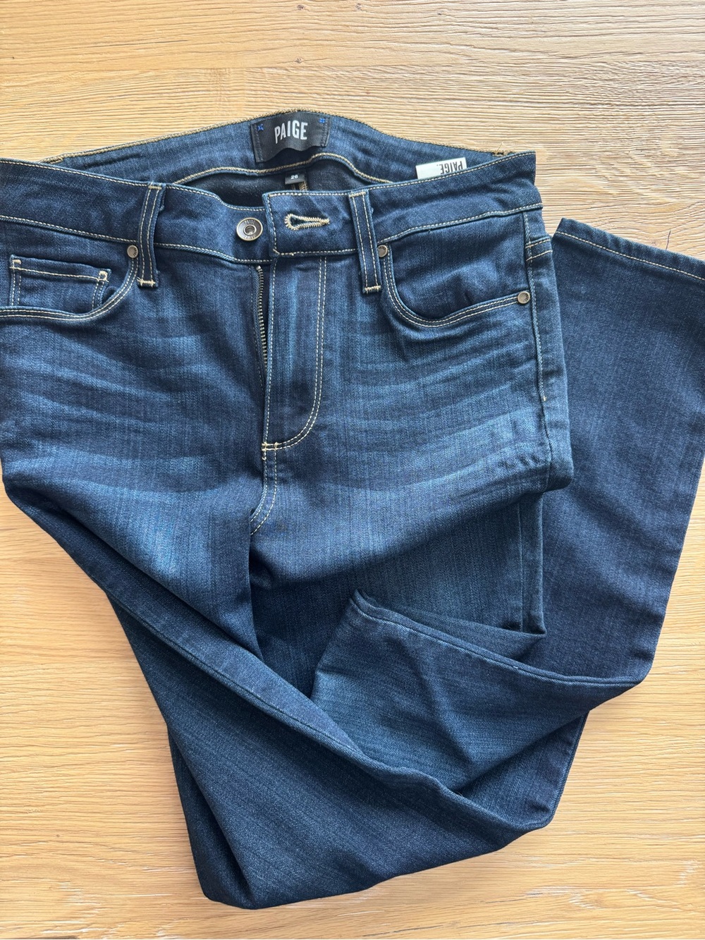 Paige jeans, dark wash.